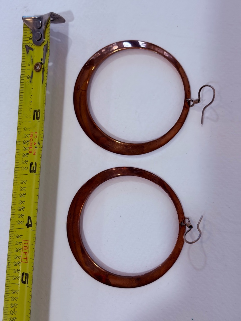 Artisan Copper Oversized Hoop Earrings Handmade Austin Texas Art Fair